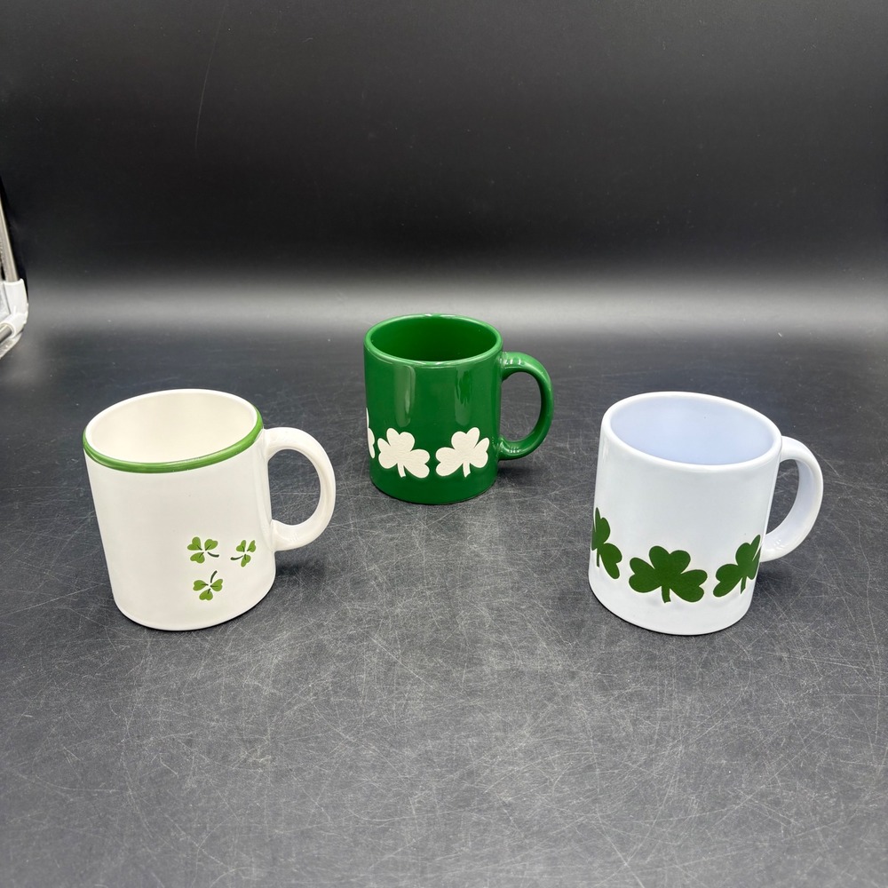 Vintage Waechtersbach Shamrock Clover Mugs Set of 3 St Patricks Day West Germany